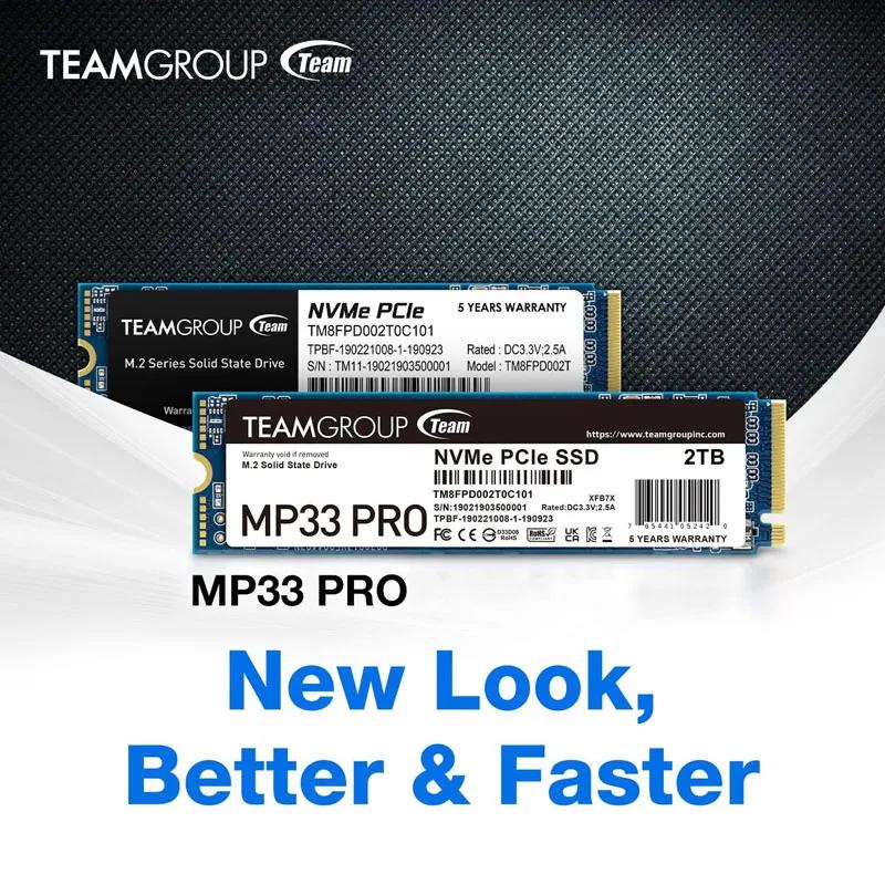 TEAMGROUP  ָ Ʈ ̺, MP33 PRO, 512GB, 1TB, 2TB, SLC ĳ, 3D NAND TLC NVMe 1.3 PCIe Gen3x4 M.2 2280